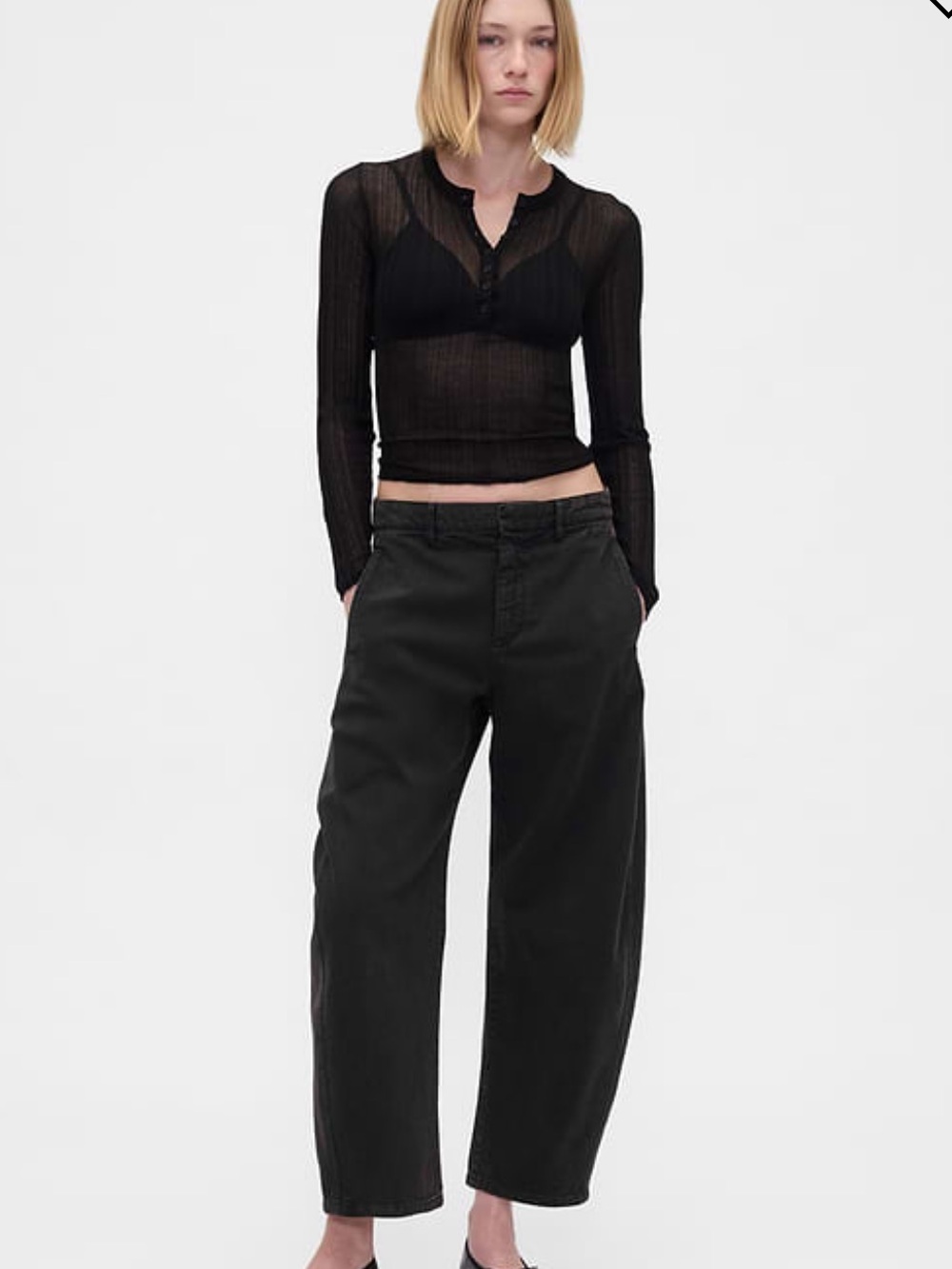 GAP Mid Rise Twill Barrel Pants